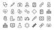 © MR7 - Comprehensive collection of medical icon set representing healthcare treatment and pharmaceutical elements in a linear style