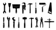 © imran - Black silhouette tools, 20 piece tool set, hand tools collection, vector icons