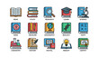 © Cali6ro - Colorful icon set depicting education and science topics with books and tools