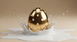 © Sabrina - A luxurious gold polka dot egg splashes into white liquid creating a dynamic celebratory motion