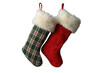 © Michael - Christmas stockings hanging, bringing holiday tradition and festive decoration, green plaid and red, transparent background