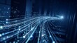 © AMAR - Digital data stream flowing through fiber optic cables in cyberspace