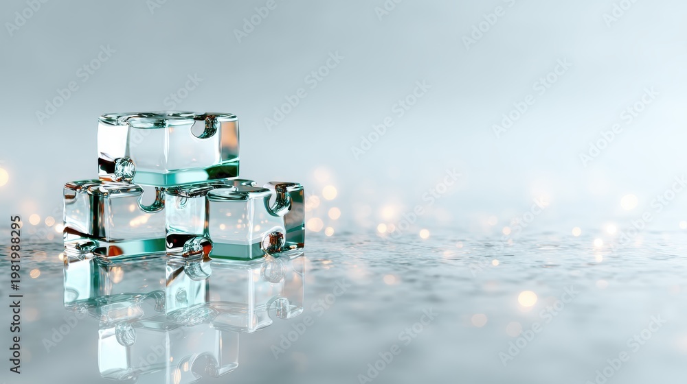 Ice Reflectig Light This artistic photo displays three elegantly melted ice cubes ...