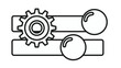 © Sumon - Black line vector icon illustration of settings sliders with a gear and toggle switches, representing configuration, adjustment, control panel, and customization options for software or apps.