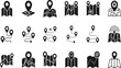 © AdibaZone - Location icon set with map, pin, navigation, distance, direction and address symbols in solid vector style..eps