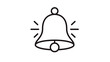 © Bilal - Black line art vector icon of a ringing bell with motion lines, symbol for notification, alert, alarm, or school bell, minimalist graphic illustration isolated on a white background.