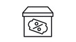 © Bilal - Black Line Vector Icon Illustration of a Cardboard Shipping Box with a Discount Coupon and Percentage Symbol, Representing E-commerce Sales, Promotional Offers, and Delivery Packages.