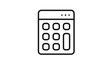 © Hamza - Black line art vector icon of a calculator, featuring a minimalist design with rounded buttons and a display screen. Ideal for business, finance, accounting, mathematics, and office concepts.