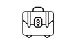 © Hamza - Professional business briefcase vector icon with a dollar sign on the latch, symbolizing financial success, investment, and corporate travel. Minimalist black line art illustration.