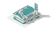© Vario - Modern Industrial Factory Building with Smokestacks and Ventilation Systems.