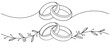 © Md - Interlocking wedding rings with delicate floral line art decoration