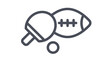 © Zainab - Minimalist vector icon illustration of sports equipment including a ping pong paddle, table tennis ball, and an American football, ideal for athletic branding, game apps, and fitness graphics.