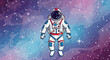 © cemoro - An astronaut in a white and blue spacesuit floats in the vastness of space, surrounded by a colorful nebula and twinkling stars.