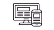 © Rupali - Responsive Web Design Vector Icon Illustration Featuring a Desktop Computer Monitor and Smartphone with Simplified Website Layouts, Representing Multi-Device Compatibility and Digital Interface
