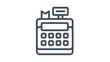 © MostSabineYesmin - Cash register vector icon illustration for retail commerce and business transactions. Minimalist black line symbol of a point of sale terminal with receipt and display for shopping and finance.