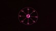 © antishock - Pink circular design features connected spheres. Lines radiate from central point, creating radial symmetry. Dark background enhances glow.