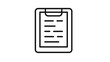 © Soniya - Black line vector icon of a clipboard with a document and checklist, minimalist illustration for business reports, task lists, and surveys, scalable graphic symbol for web and app design.