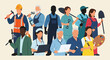 © Afia - Diverse professionals and occupations in various industries standing together