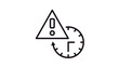 © MD - Black vector icon illustration of a warning triangle with an exclamation mark and a clock with a circular arrow, representing urgent deadlines, time alerts, history, or system warnings.