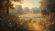 © Sofia - Romantic countryside manor with blooming rose garden in golden morning light