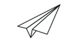 © Asad - Minimalist black line art vector illustration of a paper airplane icon, a simple origami glider symbol representing communication, message delivery, travel, and creative startup launch concepts.