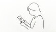 © Rust - Woman holding a postcard with heart symbol in minimal line art style