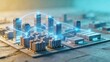 © Brooklyn - Miniature city model with digital network connections smart city concept internet of things futuristic urban planning technology infrastructure data communication 3d rendering