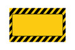 © Tazulislam - Blank Yellow Warning Sign with Black Diagonal Hazard Stripes Border, Industrial Caution Frame for Safety Alert, Construction Site Signage Template, Attention Symbol Vector Illustration Background