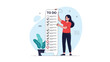 © Fawaz - Productive woman holding an extremely long to-do list with checked boxes representing multitasking and daily task management.