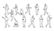 © MdMursalin - A minimalist line art illustration of people in various poses and activities