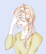 © shima - 頭を触って大きく溜息をつく女性