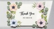 © Pratondo - Beautiful thank you note featuring a lush floral border of colorful anemones and green foliage.