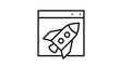 © Abu - Website launch and startup concept vector icon illustration featuring a rocket ship inside a browser window, symbol for speed, performance, and web development, isolated on white background.