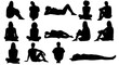 © Riyadkingline - Various silhouettes of people in different relaxed and dynamic poses isolated on transparent background, Vector