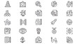 © Pollobe - Vector Icon Set of 25 Black Minimalist Symbols for Business, Art, Science, Technology, and Education. Includes Rocket, Light Bulb, Paintbrush, Document, Security, and Marketing Graphics.