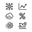 © Nishat Begum - Data analysis line icons set, business growth and technology symbols, 6 vector elements for financial reports and digital marketing