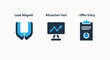 © Mehedi - Marketing strategy and sales funnel icon collection with lead magnet attraction tool and offer entry symbols for business growth marketing attraction business strategy collection clipboard