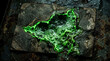 © Avishek - Glowing green toxic waste on cracked concrete floor with dark background and rough texture
