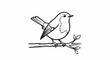 © Restra - A simple line drawing of a plump bird with its tail fanned out, perched on a branch