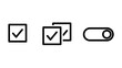 © MAHMUDA  - User interface selection icons displaying single checkbox multi selection option and mobile app on off toggle switch component with interface checkbox selection settings navigation interactive