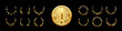 © backup16 - Gold award medals with laurel wreath. Golden medals with number one and leaf wreath on black background. 3d metal winner emblems. Realistic vector illustrations set.
