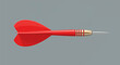 © panca - Single red dart illustration with a sharp silver needle tip and a gold metallic barrel, featuring red plastic flights and shaft, isolated on a solid gray background.