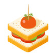 © powdesign - Traditional sandwich snack with tomato and garnish for healthy vegetarian appetizer and party food catering service - Vector Illustration