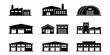 © Saiful - Industrial warehouse icons set, black factory building silhouettes, 9 vector manufacturing plant symbols for logistics and supply chain infographics