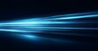 © Anyket - Horizontal blue light trails depicting high speed data transmission and fiber optic technology for global telecommunications and futuristic network connectivity in digital information world