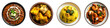 © donchanu - Four bowls of different Indian dishes including dal makhani vegetable curry turmeric rice and shrimp fry