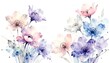 © Ekaterina - abstract watercolor background,Delicate translucent watercolor drawing with flowers in pastel lilac shades, a postcard with a place for text, decor for souvenirs, poster in wet watercolor technique