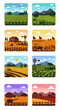 © @_ greta - Pixel Art Farm Landscape Collection: Fields, Tractors, Barns, Windmills, Mountains, Sun