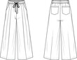 © itz moni - Technical Fashion Flat Sketch of Women's Three Piece Loungewear Set with Camisole Top Cardigan and Drawstring Shorts Vector Template Illustration