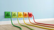 © Lukman - Colorful electrical outlets and power cords in a spectrum of colors, signifying energy flow and connectivity